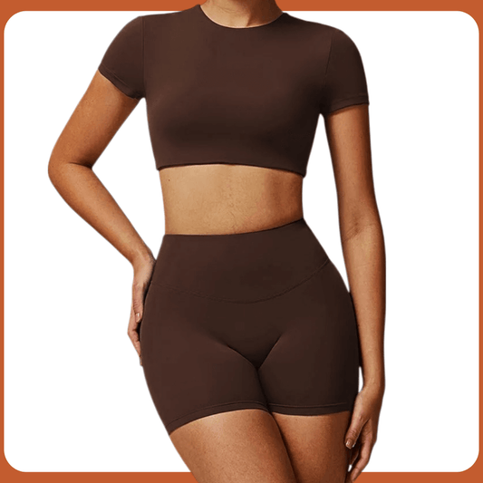 CONJUNTOS BLUSA CROPPED + SHORTS LEGGING